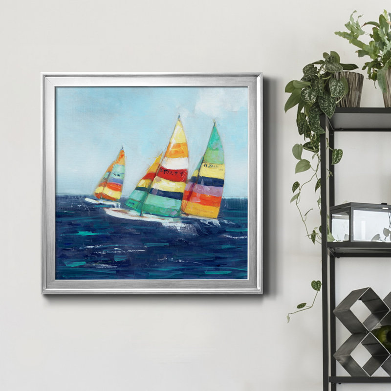 Wind Wind - Peinture sur toile encadrée, H 17,5 po x l 17,5 po x P 1,5 po, Toile encadrée argentée
