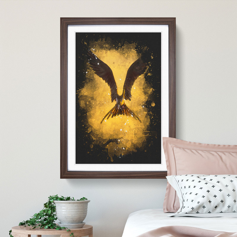 Bird in Flight - Picture Frame Graphic Art Print, 87cm H x 62cm W x 2cm D, Walnut Framed