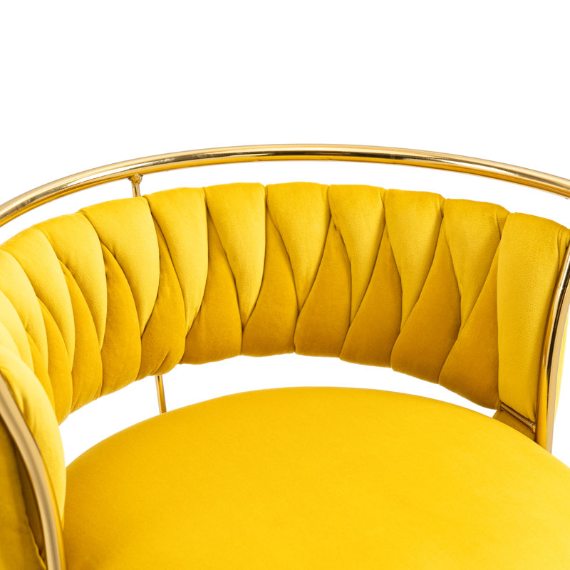 Christal Swivel Upholstered Adjustable Height Counter Stool, Yellow, Gold