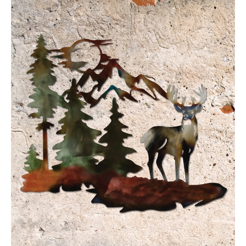 Décoration murale d'extérieur en métal Metallic Lodge - Cerf, Deer