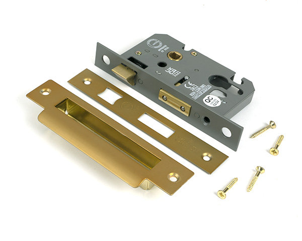 Euro Profile Sash Lock, Satin Brass