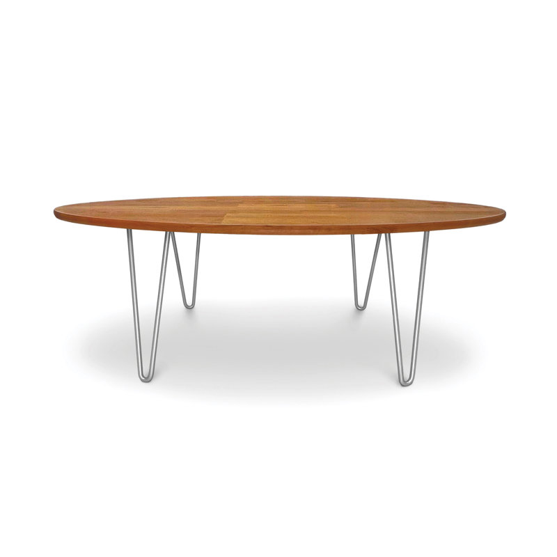 Sage Oval Coffee Table With Metal Legs, 16" H x 48" L x 28" W