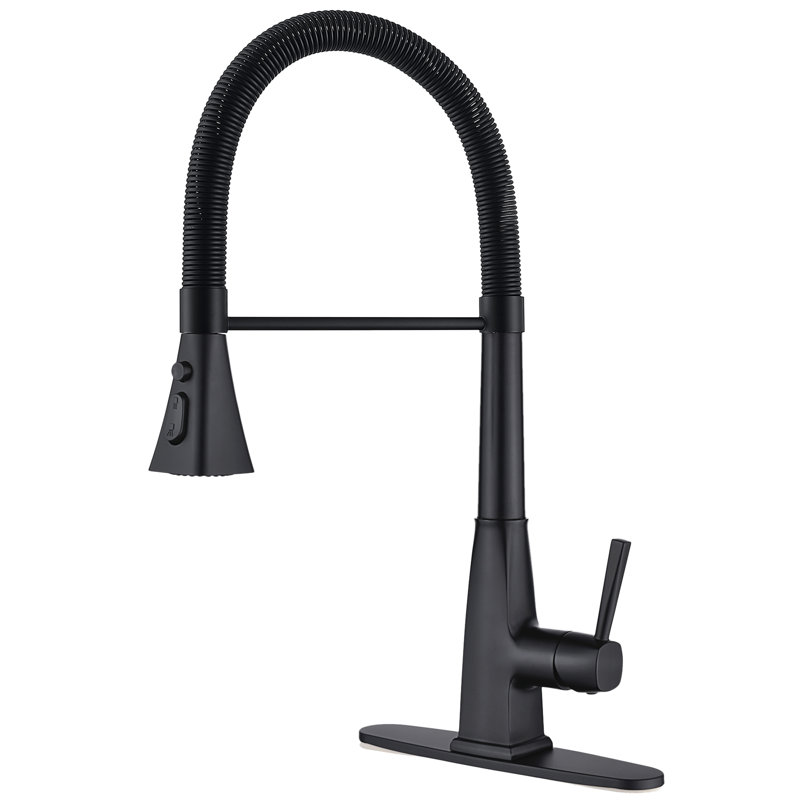 Robinet de cuisine rétractable à une poignée 3 modes avec cascade Sweep Stream Maiguoone, Noir mat