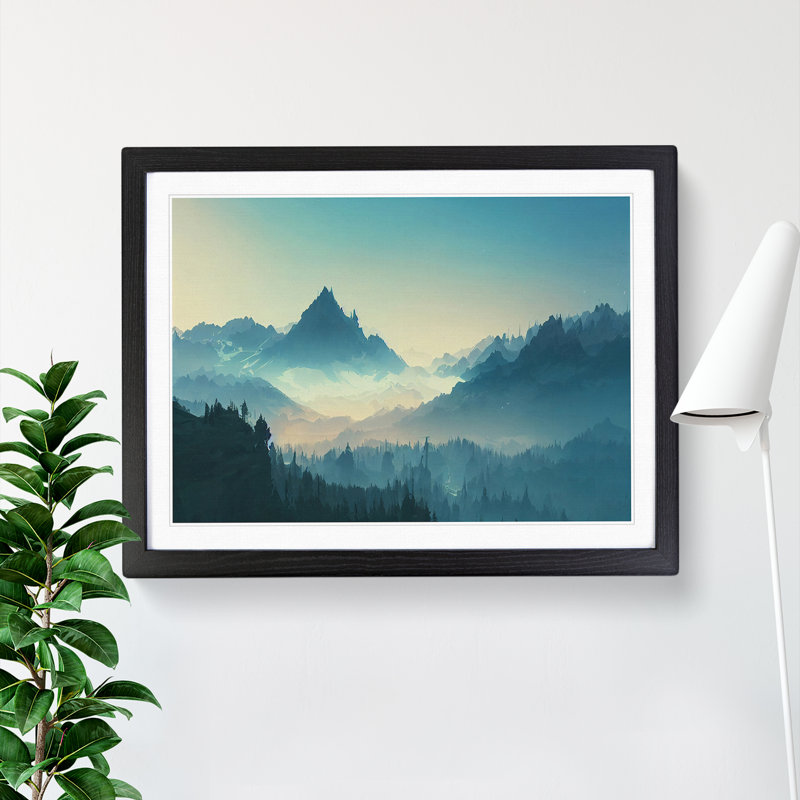 Attractive Winter Mountains - Framed Print, Black, 34cm H x 46cm W x 2cm D