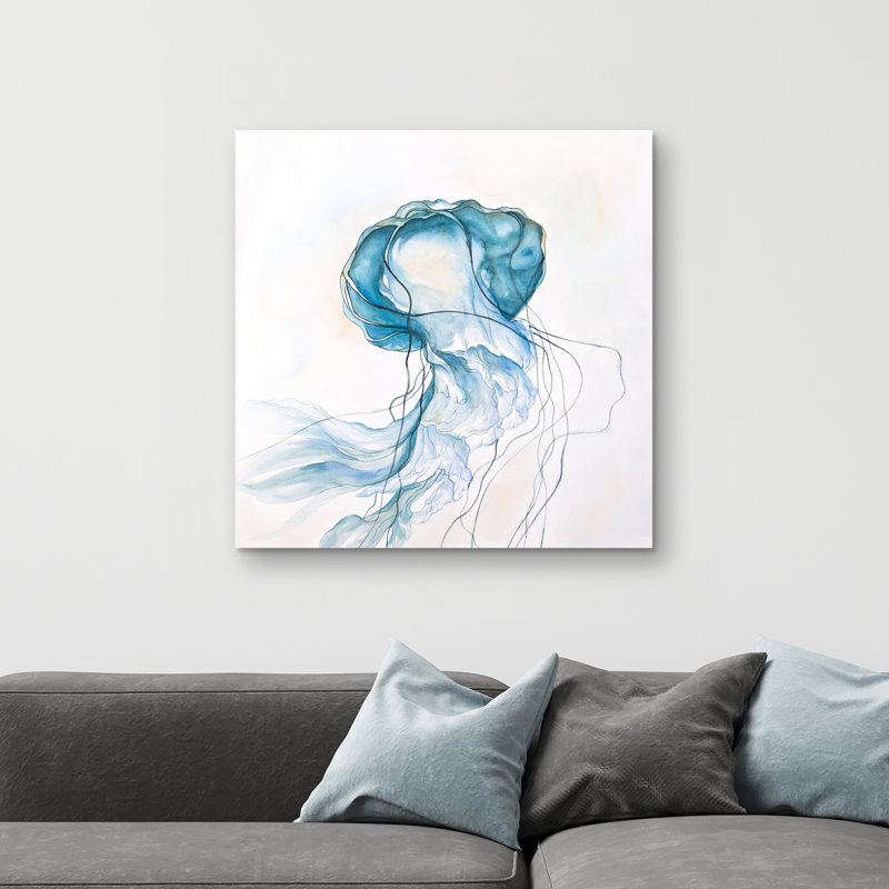 Jellyfish moving - 32"x32" art on canvas