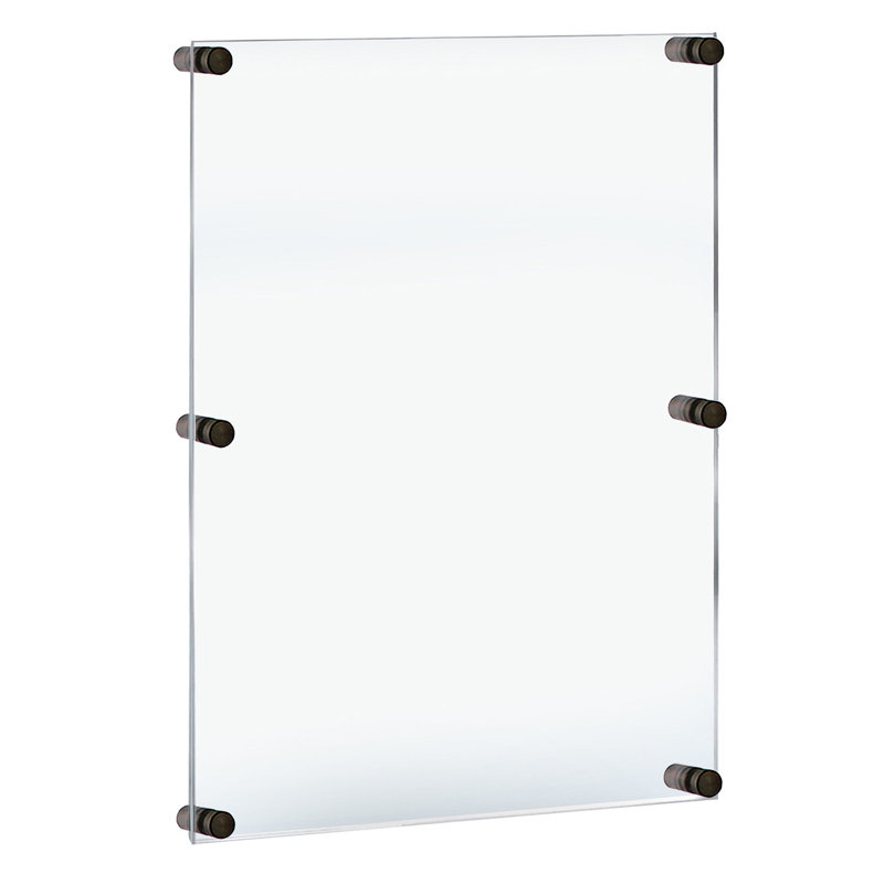Floating Acrylic Wall Frame with Black Stand Off Caps: 30" x 40" Graphic Size, Overall Frame Size: 34" x 44"