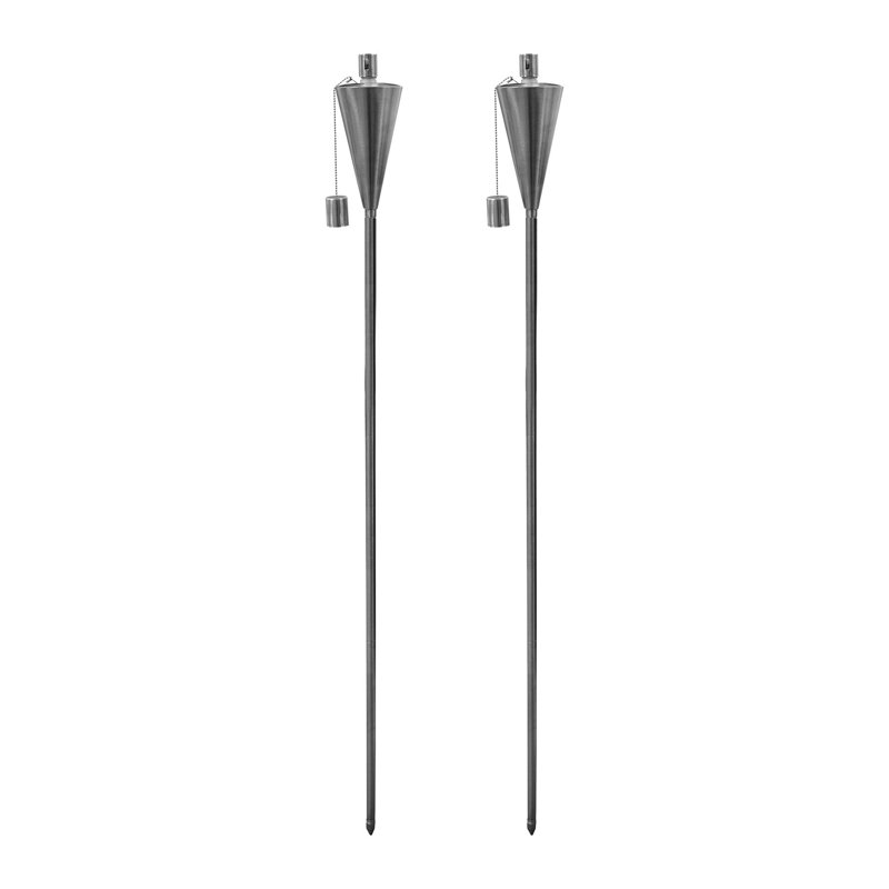 Harbour Housewares - 2x Garden Flame Torches - Metal Cone Design, Black