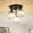 3-Light Semi Flush Mount Ceiling Light, Modern Matte Black Crystal Fixture For Kitchen, Entryway & Bedroom-798157025