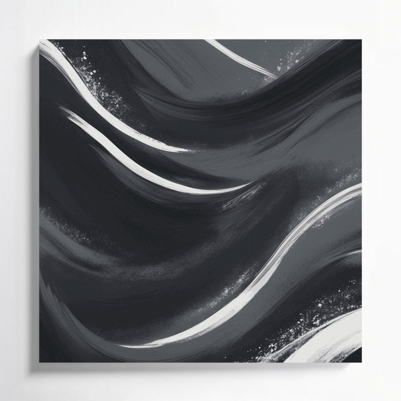 Abstract Landscape 90 Black Canvas Wall Art, 8" H x 8" W