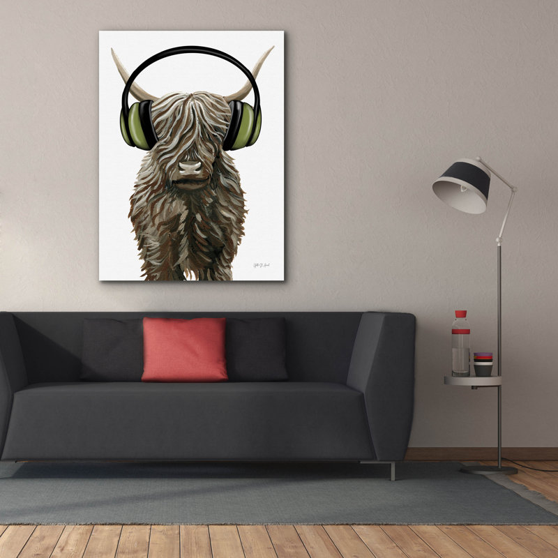 «Music Cow» par Yvette St. Amant, art mural sur toile, H 54 po x l 40 po x P 1,5 po