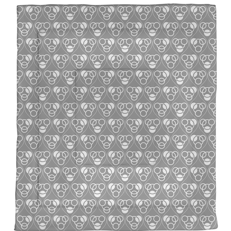 Édredon réversible simple en microfibre Circles Waves, Édredon grand, Gris / Blanc