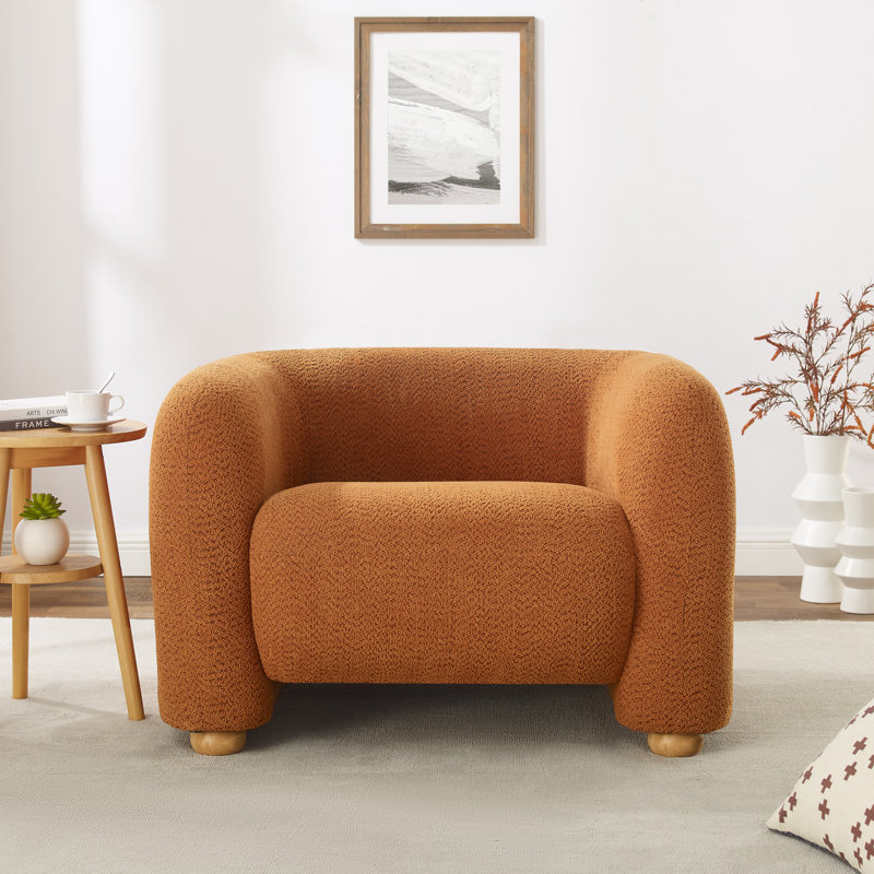  Xanum 40.25" Modern Upholstered Accent Chair, Solid Color Fabric, Minimalist Design for Living Room, Bedroom, or Office