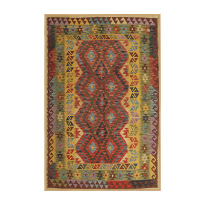 Tapis gris/rouge/crème contemporaine