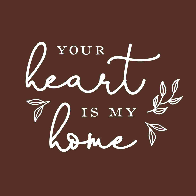 «Heart is Home» - Art textuel sur toile tendue, H 12 po x l 12 po x P 1,25 po
