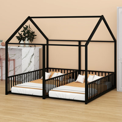 Metal House Platform Beds,Two Shared Beds