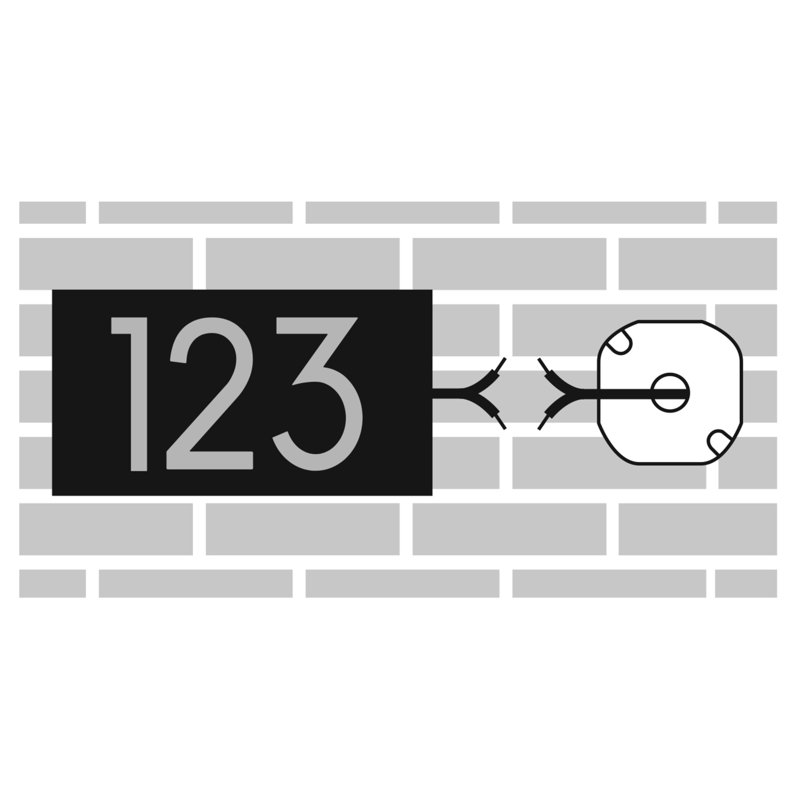 Large Black Steel Floating Address Plaque with Light Sensor