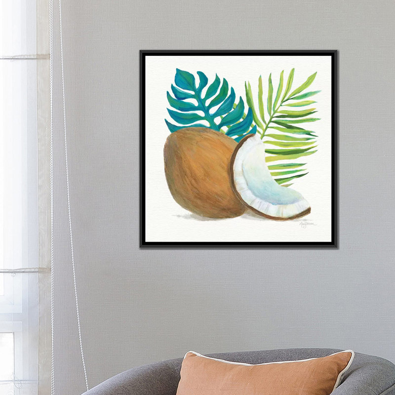 «Coconut Palm IV», reproduction sur toile tendue, H 37 po x l 37 po x P 1,5 po, Toile encadrée noire, Pas de tapis