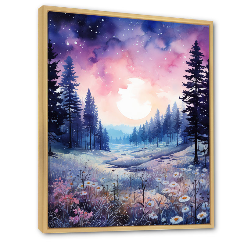 «Pine Tree Winter Twilight II», reproduction sur toile, H 40 po x l 30 po x P 1,5 po, Cadre naturel flottant