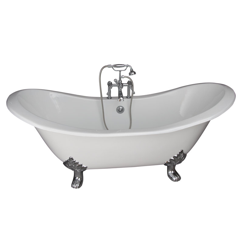 72'' x 31'' Freestanding Soaking Cast Iron Bathtub, Copper