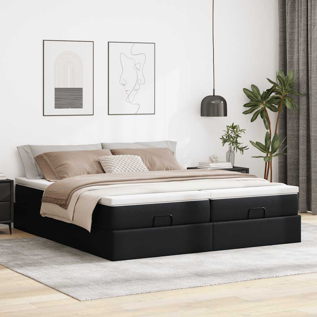 Vidaxl Ottoman-Bett Mit Matratzen Grau 180X200 Cm Kunstleder