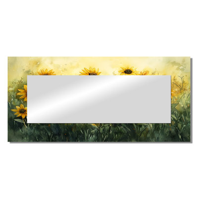 Country Side Sunflower Golden Glow II - Sunflowers Mirror Wall Art - Printed On Metal