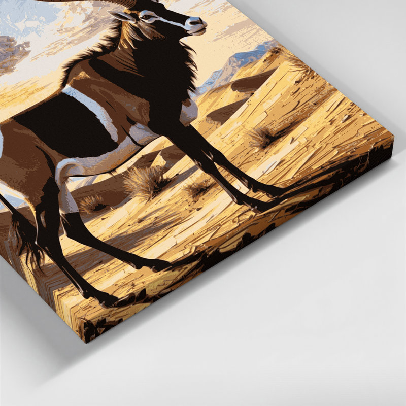 Faune Oryx beige, art mural sur toile, H 16 po x l 20 po