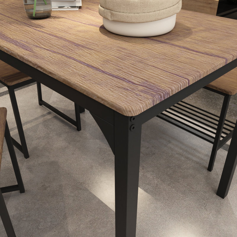Kennett 4-Piece Manufactured Wood Dining Set, Black Oak, Black, 29.53"H x 43.31"L x 27.4"W