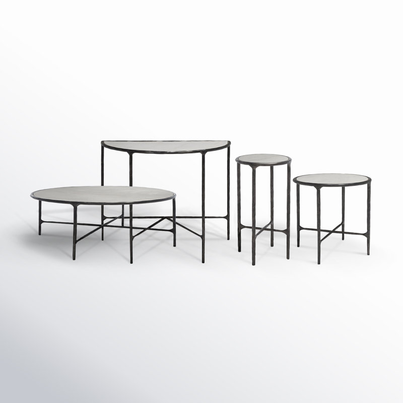 Ensemble de tables basses 4 pièces Evelynn, Noir, Blanc