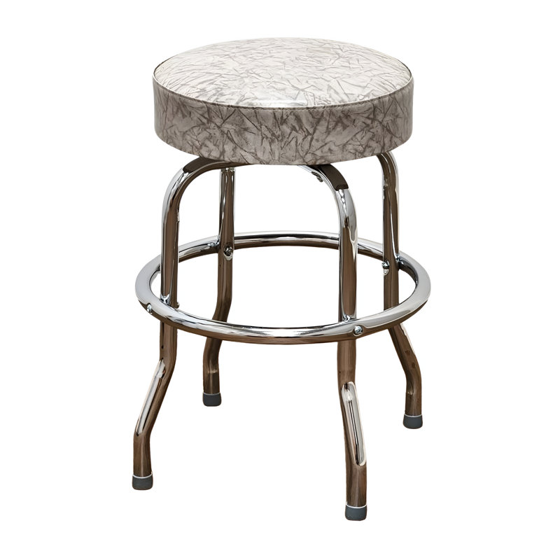Retro Home Chrome Swivel Counter And Bar Stool, Gray, Counter Stool (24” Seat Height)
