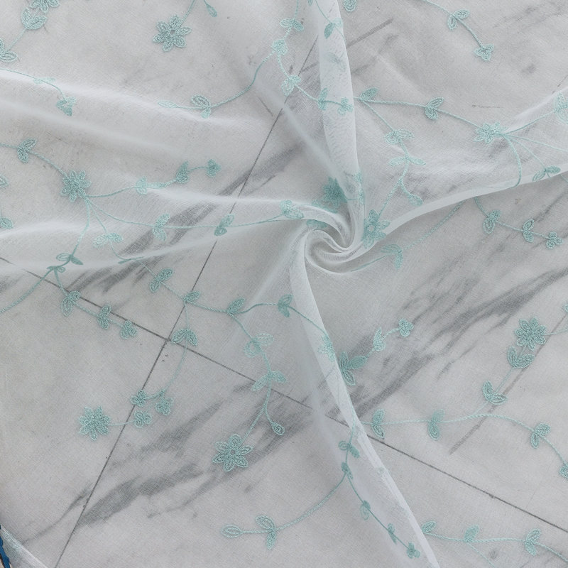 Panneau de rideau simple diaphane avec œillets Nadeen, Turquoise, l 52" x L 95"