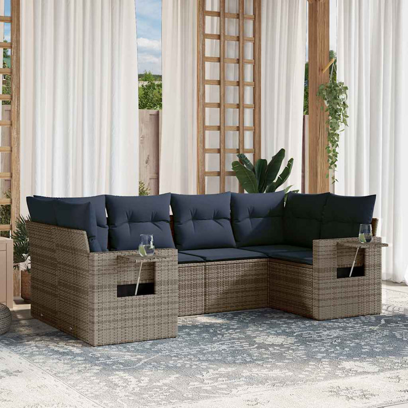 Ensemble de canapé de patio avec coussins 6 pièces Vidaxl