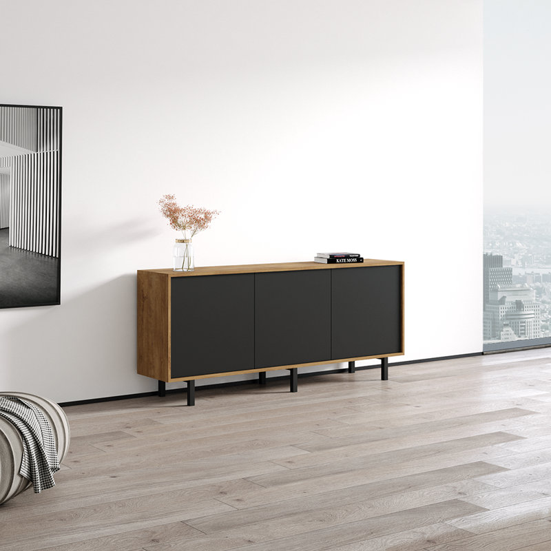 Buffet de 66,1 po de largeur Bakki, Chêne / Noir