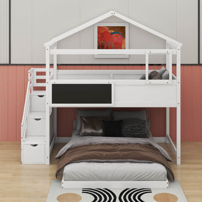 Twin Over Full House Bunk Bed With Blackboard