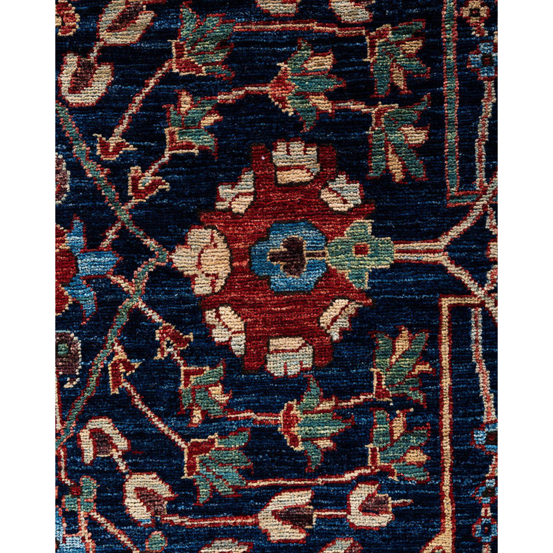 Tapis unique noué à la main Serapi - bleu, 8 pi 1 po x 9 pi 10 po