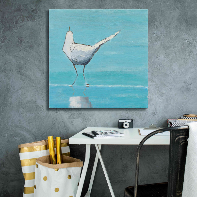 Egret II - peinture sur toile tendue, H 26 po x l 26 po x P 1,5 po
