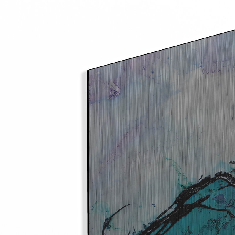 «In Mountains or Valleyys 2» par Britt Hallowell, art mural en métal, 36 po x 36 po
