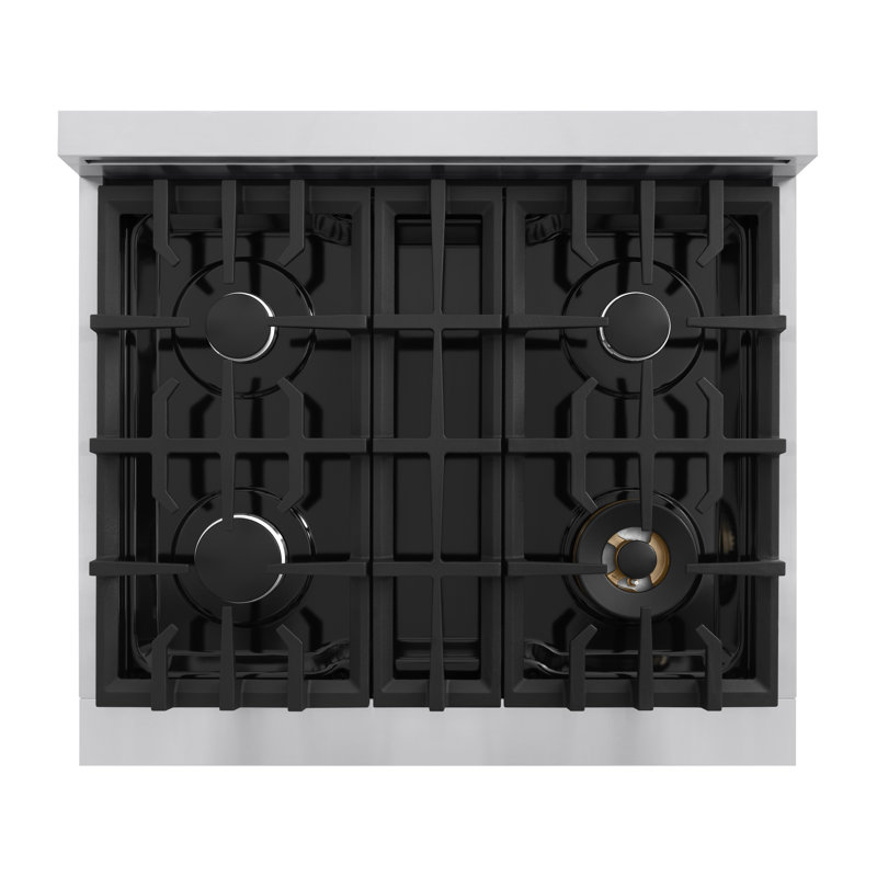 ZLINE 30” Classic Dual Fuel Stainless Steel Range w/ 4 Burner Cooktop & Convection Oven, Satin Stainless Steel