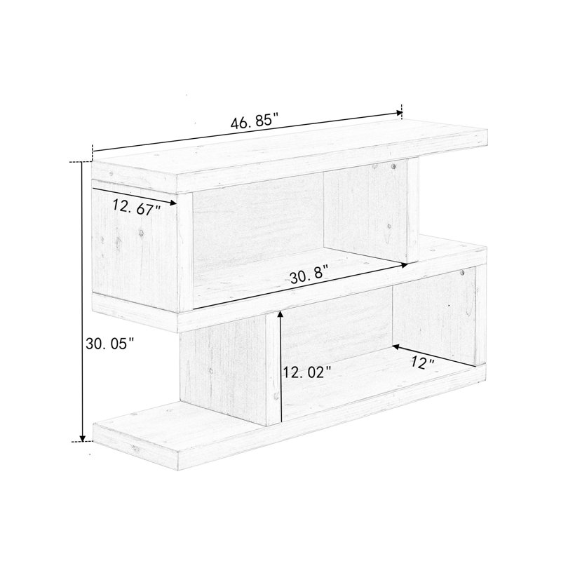 Side Board With 2-tier Open Shelf, Black