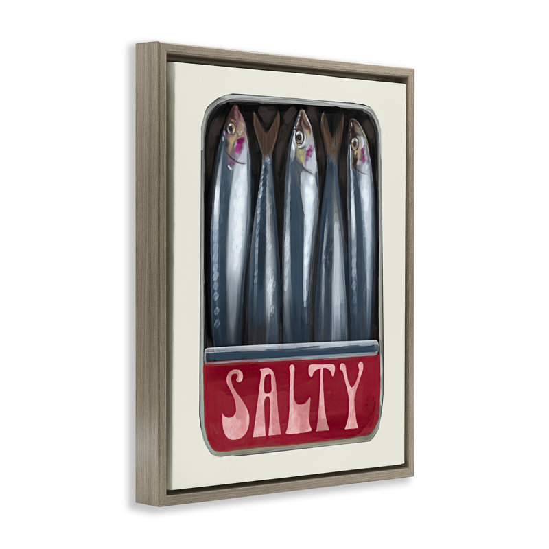 «Salty Sardines Can», encadrée par Daphne Polselli, Cadre flottant orme Montalcino, H 31 po x l 25 po