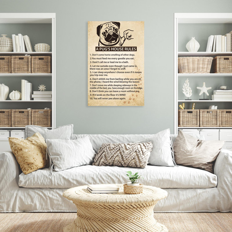 «Dessie A Pug's House Rules on Canvas», impression, H 36 po x l 24 po x P 1,25 po