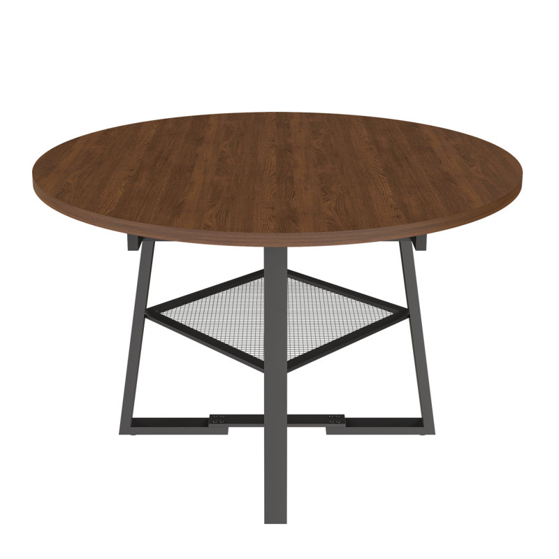 Table de salle à manger extensible de 47 pouces pour 4 à 8 personnes avec rangement, table de salle à manger circulaire avec cadre en métal et plateau épaissi, table de cuisine et de salon multifonctionnelle