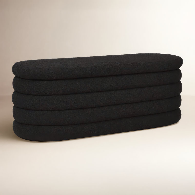 Banc de rangement à couvercle rabattable rembourré, Black