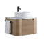 Meuble-lavabo courbé naturel avec rangement à fermeture en douceur et porte-serviettes