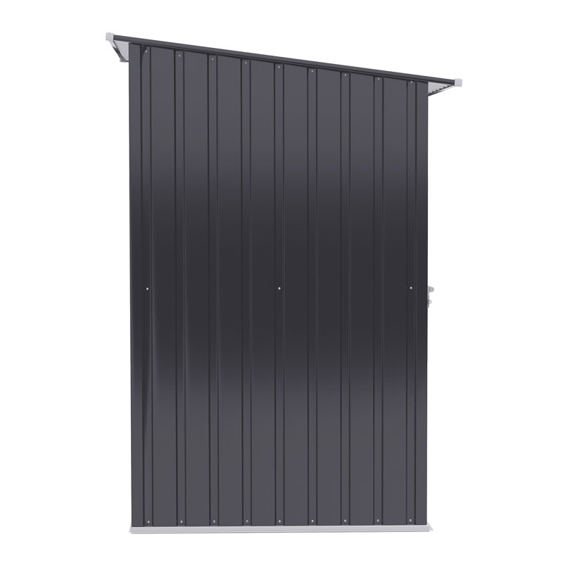 Dark Gray Metal Outdoor Storage Shed with Lockable Door