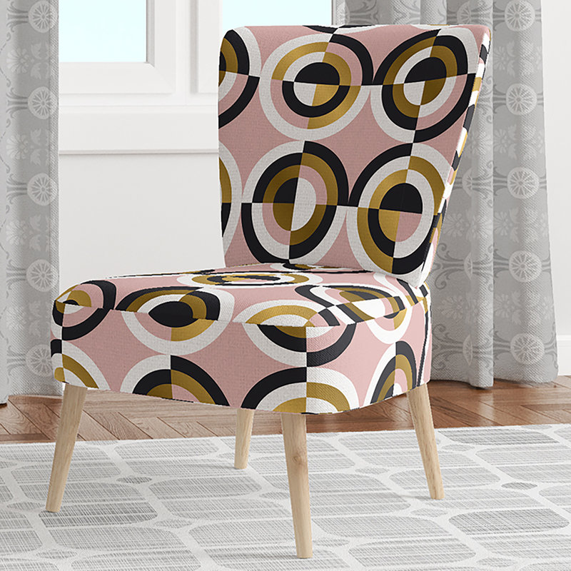 Chaise d'appoint en velours rembourrée à motif floral - Chaise d'appoint moderne à motif floral, Velours géométrique rose 3