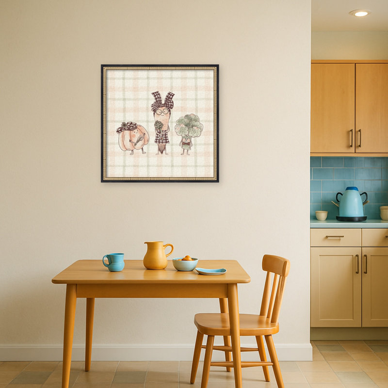 "Whimsical Kitchen Légumes" par Olena Kovalova, reproduction d'art sur toile encadrée, L 26 po x H 26 po