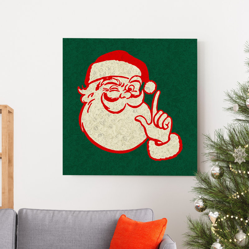 Reproduction d’art sur toile tendue « pop Santa » rétro, H 32 po x l 32 po x P 1 po