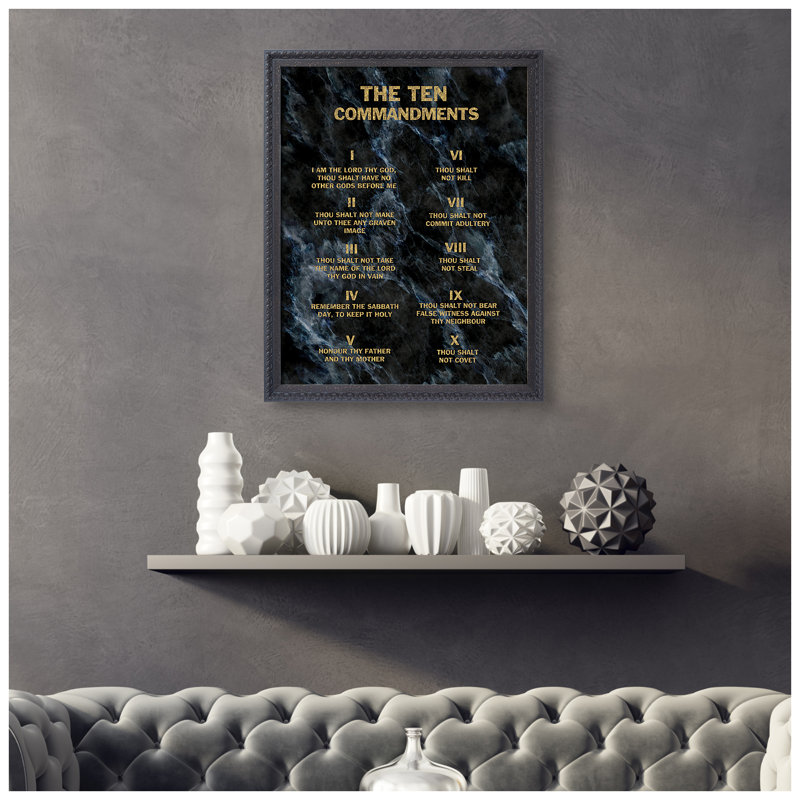 Les dix commandements (texture noire), taille de l'image: 30 po x 24 po, reproductions d'art classique du cadre noir The World, art mural pour la décoration intérieure