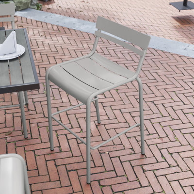 Sunbriar Commercial Grade Metal Indoor-Outdoor Bar Height Stool with 2 Slats