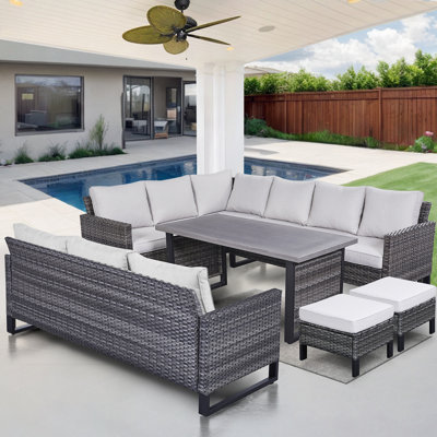 Ingvald 10 - Person Patio Sectional Seating Group with Cushions